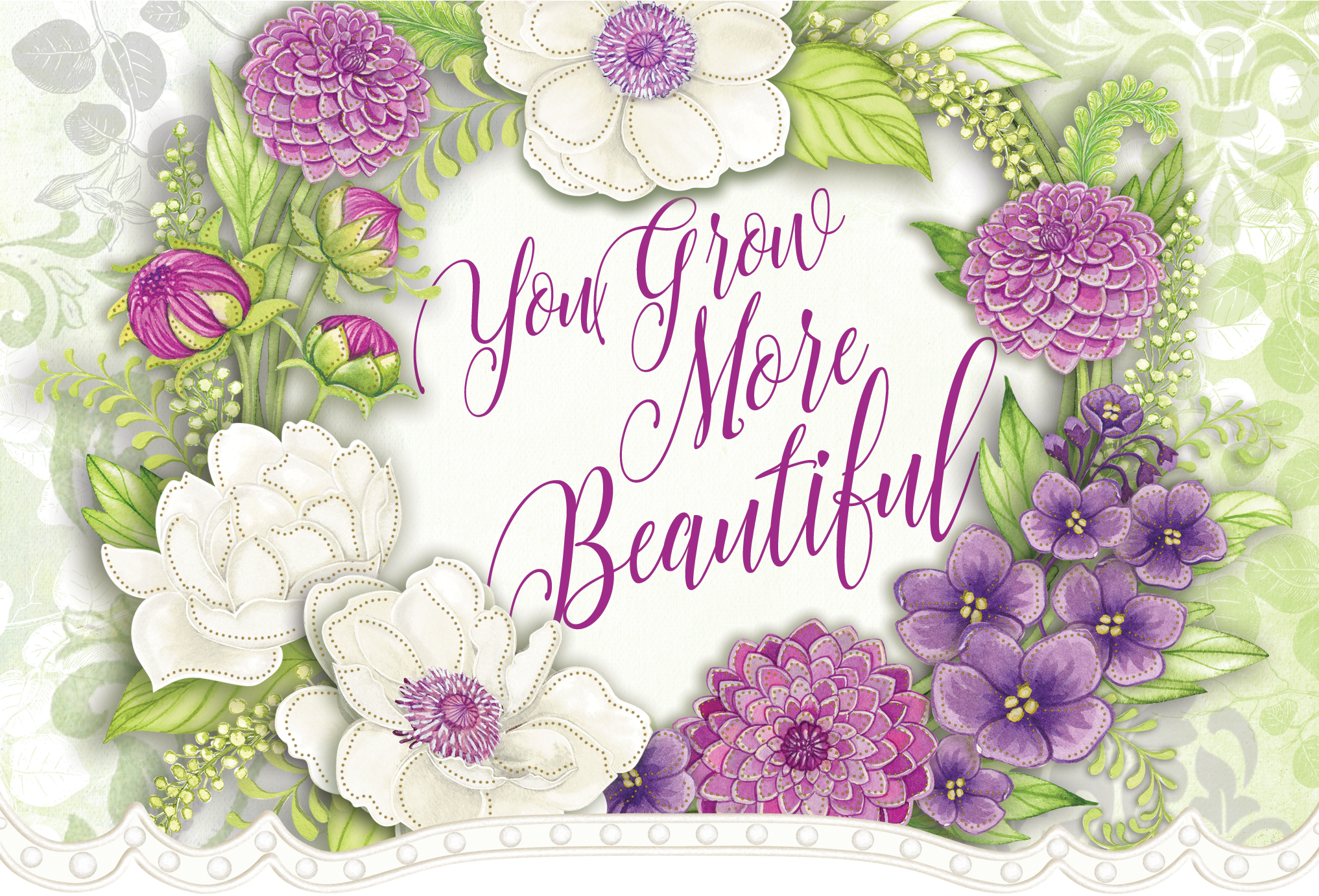 Birthday Card You grow more Beautiful Sienna's Garden - Cardmore